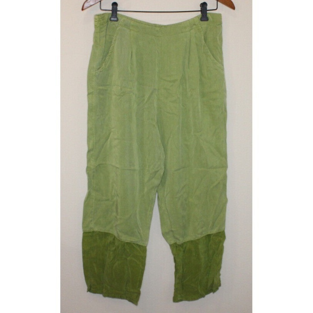 Click by Color Me Cotton women's Small green slacks pants 100% Tencel TR9092 NWT